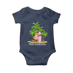 Mele Kalikimaka Hawaiian Christmas Baby Onesie Hawaii Santa Xmas Beach Family Vacation TS10 Navy Print Your Wear