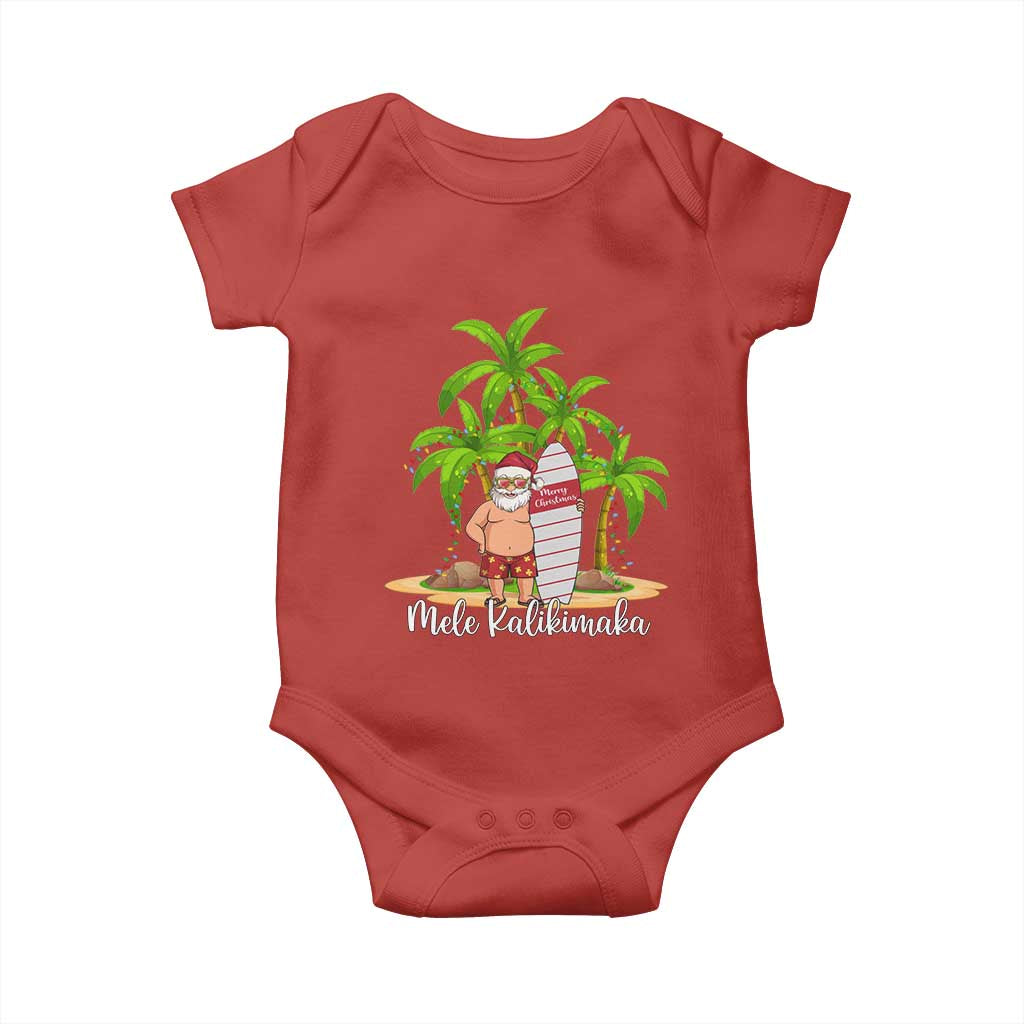 Mele Kalikimaka Hawaiian Christmas Baby Onesie Hawaii Santa Xmas Beach Family Vacation TS10 Red Print Your Wear