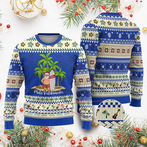 Mele Kalikimaka Hawaiian Ugly Christmas Sweater Hawaii Santa Xmas Beach Family Vacation TS10 Blue Print Your Wear