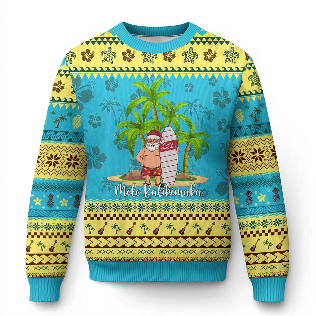 Mele Kalikimaka Hawaiian Ugly Christmas Sweater Hawaii Santa Xmas Beach Family Vacation TS10 Hawaii Print Your Wear