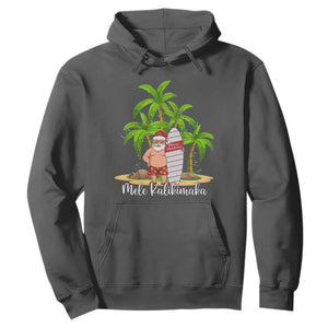 Mele Kalikimaka Hawaiian Christmas Hoodie Hawaii Santa Xmas Beach Family Vacation TS10 Dark Heather Print Your Wear