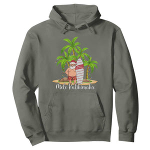 Mele Kalikimaka Hawaiian Christmas Hoodie Hawaii Santa Xmas Beach Family Vacation TS10 Military Green Print Your Wear