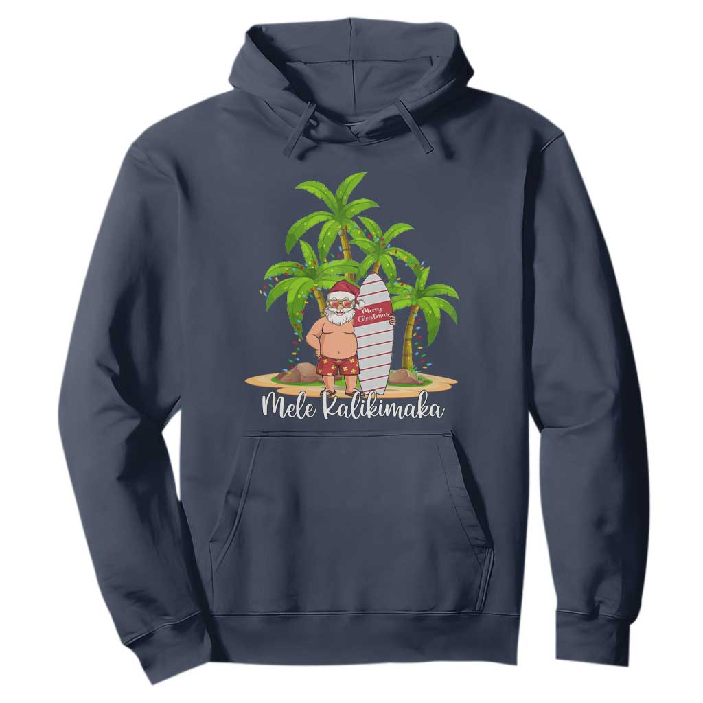 Mele Kalikimaka Hawaiian Christmas Hoodie Hawaii Santa Xmas Beach Family Vacation TS10 Navy Print Your Wear