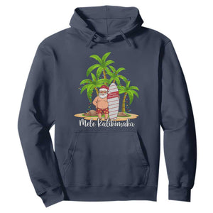 Mele Kalikimaka Hawaiian Christmas Hoodie Hawaii Santa Xmas Beach Family Vacation TS10 Navy Print Your Wear