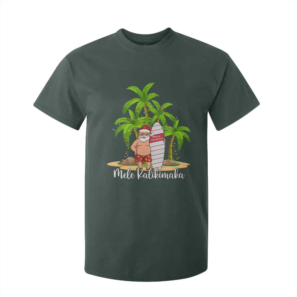 Mele Kalikimaka Hawaiian Christmas T Shirt For Kid Hawaii Santa Xmas Beach Family Vacation TS10 Dark Forest Green Print Your Wear