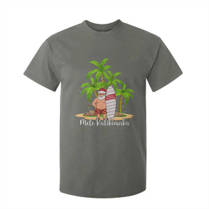 Mele Kalikimaka Hawaiian Christmas T Shirt For Kid Hawaii Santa Xmas Beach Family Vacation TS10 Military Green Print Your Wear
