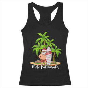 Mele Kalikimaka Hawaiian Christmas Racerback Tank Top Hawaii Santa Xmas Beach Family Vacation TS10 Black Print Your Wear
