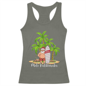 Mele Kalikimaka Hawaiian Christmas Racerback Tank Top Hawaii Santa Xmas Beach Family Vacation TS10 Military Green Print Your Wear
