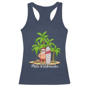 Mele Kalikimaka Hawaiian Christmas Racerback Tank Top Hawaii Santa Xmas Beach Family Vacation TS10 Navy Print Your Wear