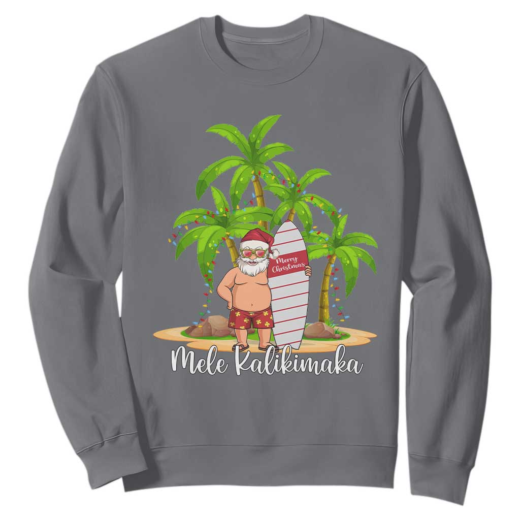 Mele Kalikimaka Hawaiian Christmas Sweatshirt Hawaii Santa Xmas Beach Family Vacation TS10 Charcoal Print Your Wear