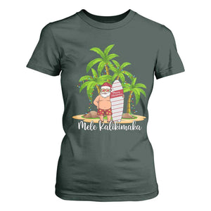 Mele Kalikimaka Hawaiian Christmas T Shirt For Women Hawaii Santa Xmas Beach Family Vacation TS10 Dark Forest Green Print Your Wear