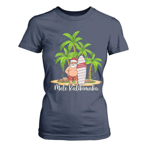 Mele Kalikimaka Hawaiian Christmas T Shirt For Women Hawaii Santa Xmas Beach Family Vacation TS10 Navy Print Your Wear