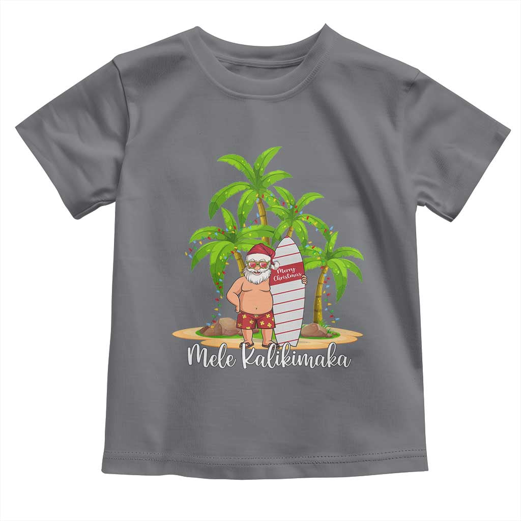 Mele Kalikimaka Hawaiian Christmas Toddler T Shirt Hawaii Santa Xmas Beach Family Vacation TS10 Charcoal Print Your Wear