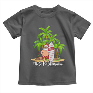 Mele Kalikimaka Hawaiian Christmas Toddler T Shirt Hawaii Santa Xmas Beach Family Vacation TS10 Dark Heather Print Your Wear