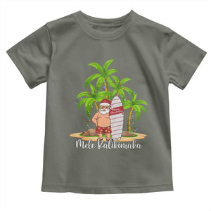 Mele Kalikimaka Hawaiian Christmas Toddler T Shirt Hawaii Santa Xmas Beach Family Vacation TS10 Military Green Print Your Wear