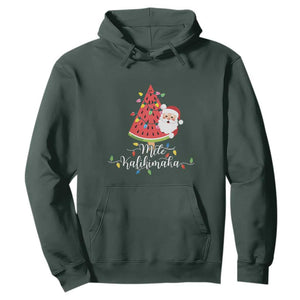 Mele Kalikimaka Hawaiian Christmas Santa Hoodie Watermelon Summer Tree Tropical Xmas TS10 Dark Forest Green Print Your Wear