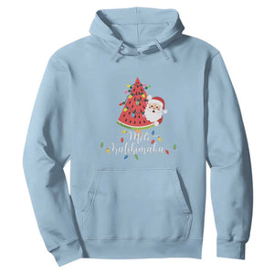 Mele Kalikimaka Hawaiian Christmas Santa Hoodie Watermelon Summer Tree Tropical Xmas TS10 Light Blue Print Your Wear