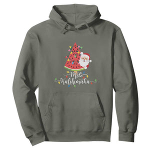 Mele Kalikimaka Hawaiian Christmas Santa Hoodie Watermelon Summer Tree Tropical Xmas TS10 Military Green Print Your Wear