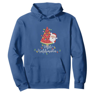 Mele Kalikimaka Hawaiian Christmas Santa Hoodie Watermelon Summer Tree Tropical Xmas TS10 Royal Blue Print Your Wear