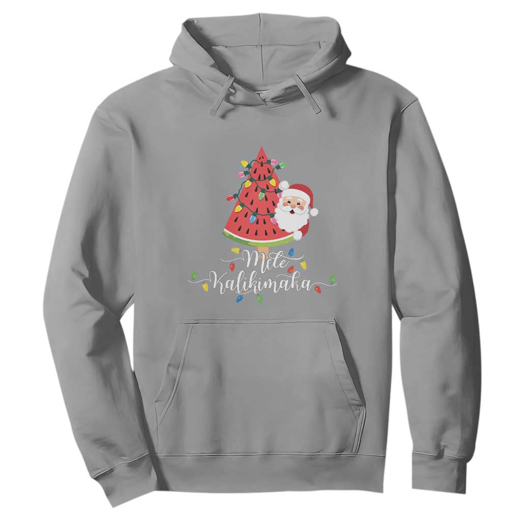 Mele Kalikimaka Hawaiian Christmas Santa Hoodie Watermelon Summer Tree Tropical Xmas TS10 Sport Gray Print Your Wear