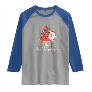 Mele Kalikimaka Hawaiian Christmas Santa Raglan Shirt Watermelon Summer Tree Tropical Xmas TS10 Sport Gray Royal Print Your Wear