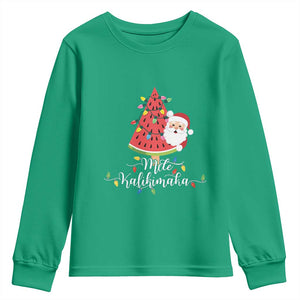 Mele Kalikimaka Hawaiian Christmas Santa Youth Sweatshirt Watermelon Summer Tree Tropical Xmas TS10 Irish Green Print Your Wear