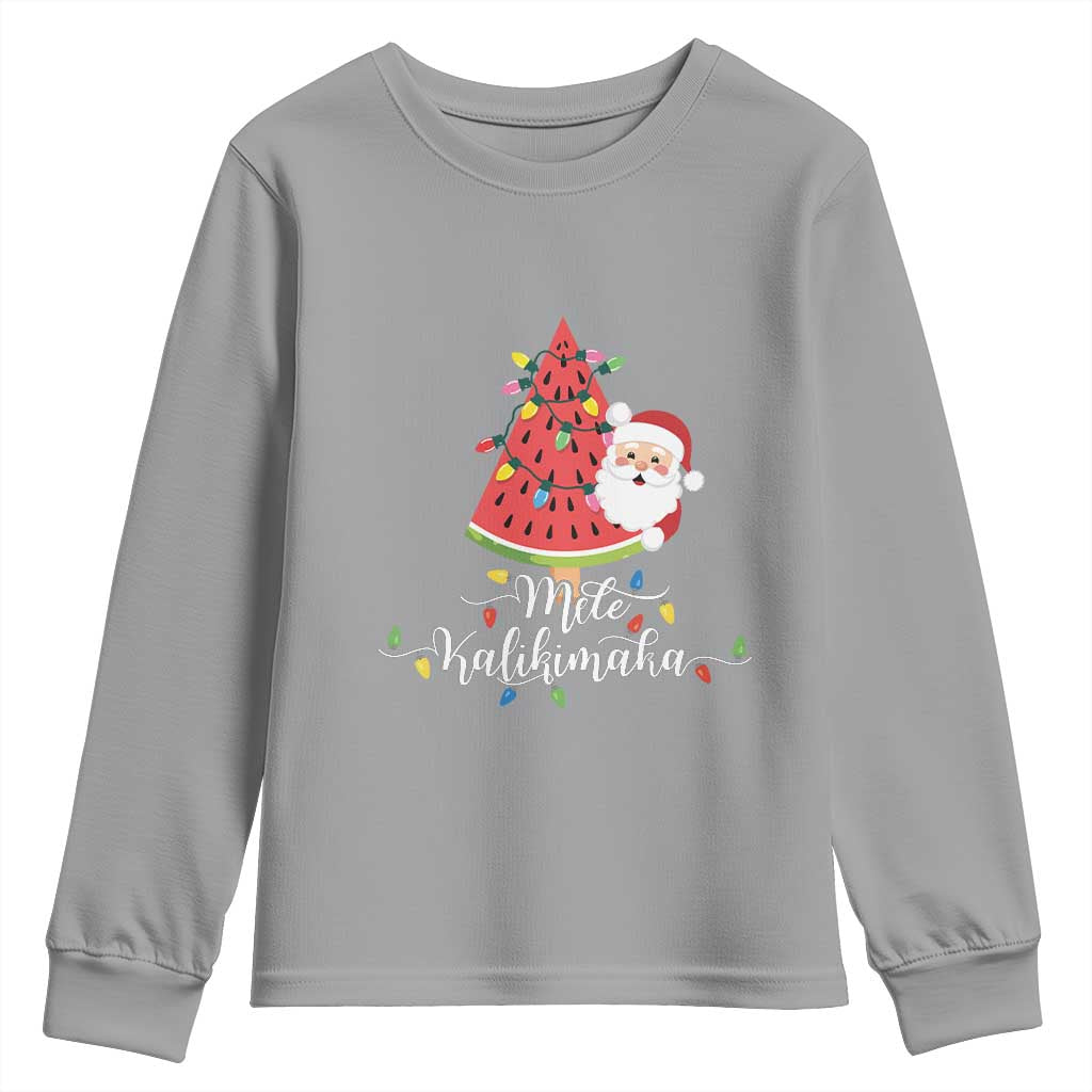 Mele Kalikimaka Hawaiian Christmas Santa Youth Sweatshirt Watermelon Summer Tree Tropical Xmas TS10 Sport Gray Print Your Wear