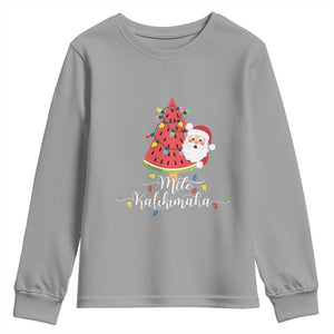 Mele Kalikimaka Hawaiian Christmas Santa Youth Sweatshirt Watermelon Summer Tree Tropical Xmas TS10 Sport Gray Print Your Wear