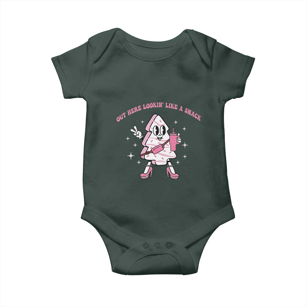 Pink Christmas Tree Cake Baby Onesie Out Here Lookin Like A Snack Boujee Xmas TS10 Print Your Wear