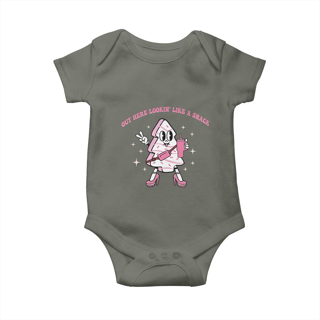 Pink Christmas Tree Cake Baby Onesie Out Here Lookin Like A Snack Boujee Xmas TS10 Military Green Print Your Wear