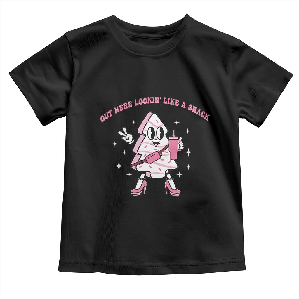 Pink Christmas Tree Cake Baby Shirt Out Here Lookin Like A Snack Boujee Xmas TS10 Black Print Your Wear