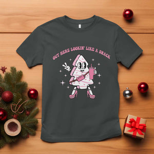 Pink Christmas Tree Cake T Shirt Out Here Lookin Like A Snack Boujee Xmas TS10 Dark Heather Print Your Wear