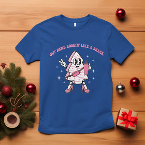 Pink Christmas Tree Cake T Shirt Out Here Lookin Like A Snack Boujee Xmas TS10 Royal Blue Print Your Wear