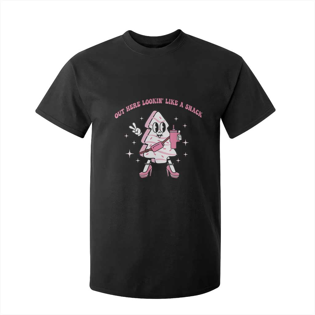 Pink Christmas Tree Cake T Shirt For Kid Out Here Lookin Like A Snack Boujee Xmas TS10 Black Print Your Wear