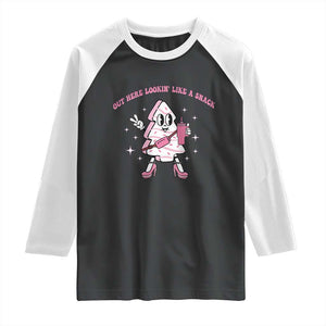 Pink Christmas Tree Cake Raglan Shirt Out Here Lookin Like A Snack Boujee Xmas TS10 Black White Print Your Wear