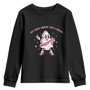 Pink Christmas Tree Cake Youth Sweatshirt Out Here Lookin Like A Snack Boujee Xmas TS10 Black Print Your Wear