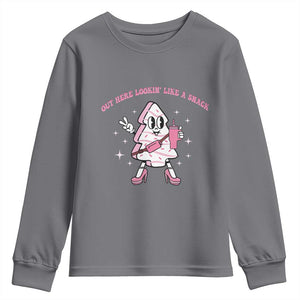Pink Christmas Tree Cake Youth Sweatshirt Out Here Lookin Like A Snack Boujee Xmas TS10 Charcoal Print Your Wear