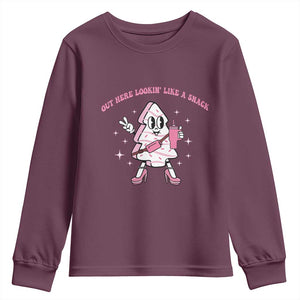 Pink Christmas Tree Cake Youth Sweatshirt Out Here Lookin Like A Snack Boujee Xmas TS10 Maroon Print Your Wear