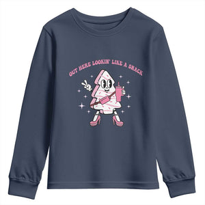 Pink Christmas Tree Cake Youth Sweatshirt Out Here Lookin Like A Snack Boujee Xmas TS10 Navy Print Your Wear