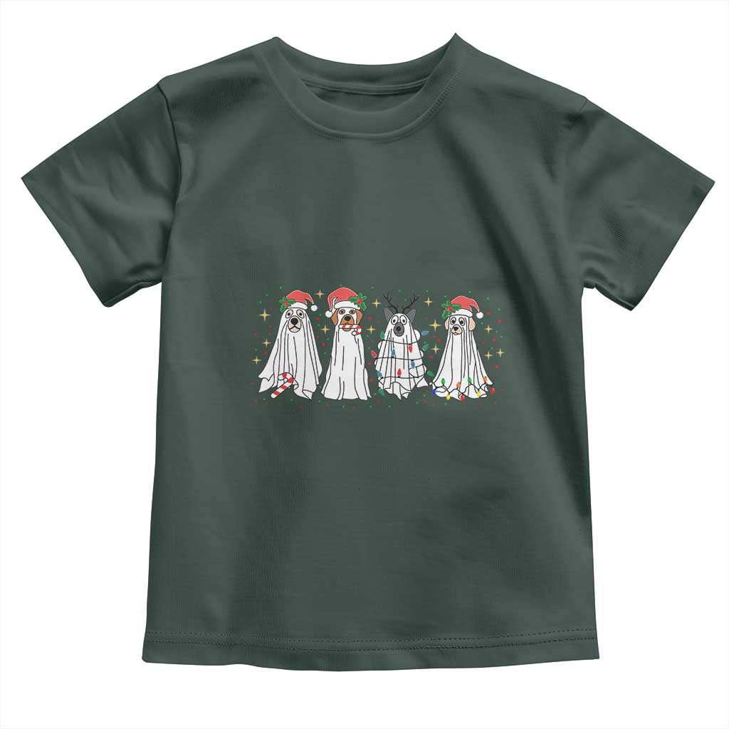 Christmas Ghost Dog Baby Shirt TS10 Dark Forest Green Print Your Wear