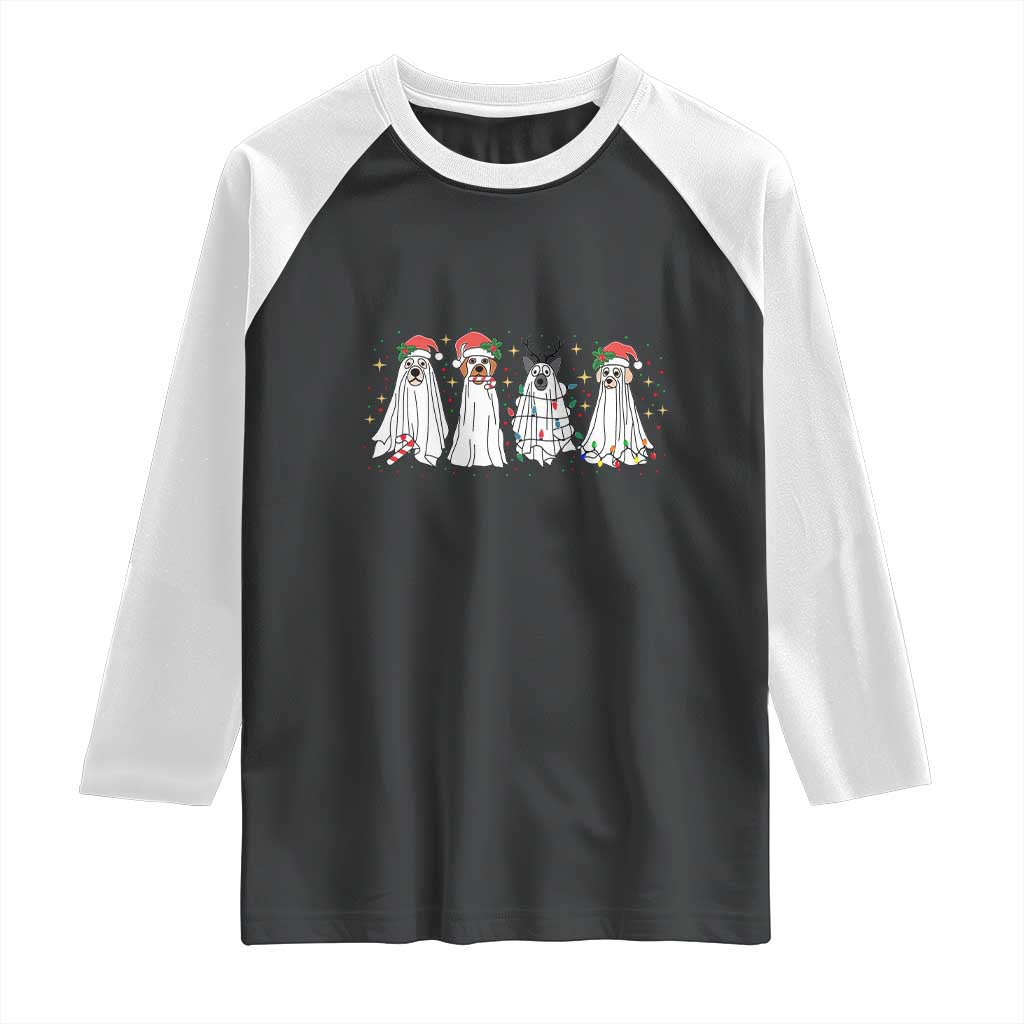 Christmas Ghost Dog Raglan Shirt TS10 Black White Print Your Wear
