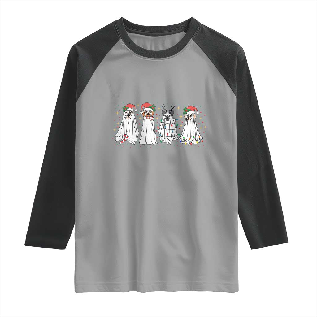 Christmas Ghost Dog Raglan Shirt TS10 Sport Gray Black Print Your Wear