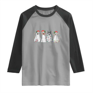 Christmas Ghost Dog Raglan Shirt TS10 Sport Gray Black Print Your Wear