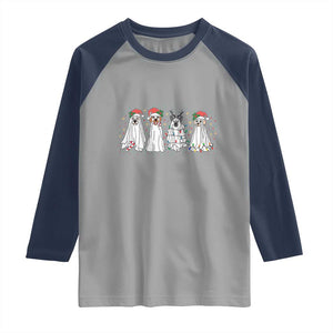 Christmas Ghost Dog Raglan Shirt TS10 Sport Gray Navy Print Your Wear