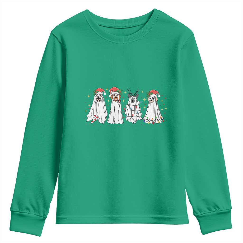Christmas Ghost Dog Youth Sweatshirt TS10 Irish Green Print Your Wear