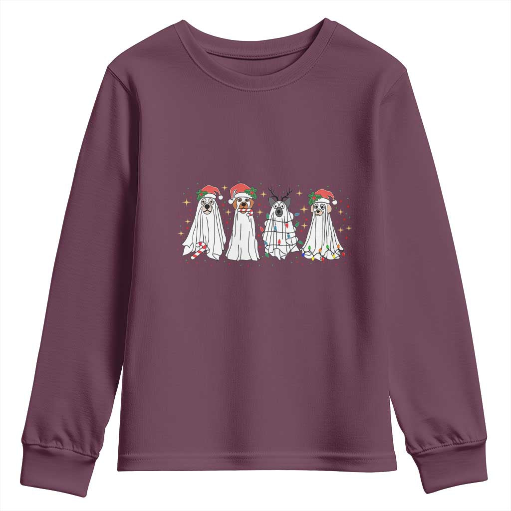Christmas Ghost Dog Youth Sweatshirt TS10 Maroon Print Your Wear