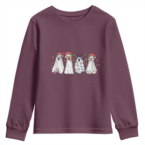 Christmas Ghost Dog Youth Sweatshirt TS10 Maroon Print Your Wear