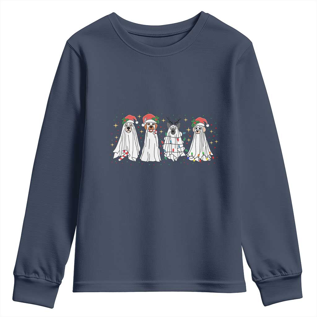 Christmas Ghost Dog Youth Sweatshirt TS10 Navy Print Your Wear