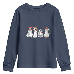 Christmas Ghost Dog Youth Sweatshirt TS10 Navy Print Your Wear