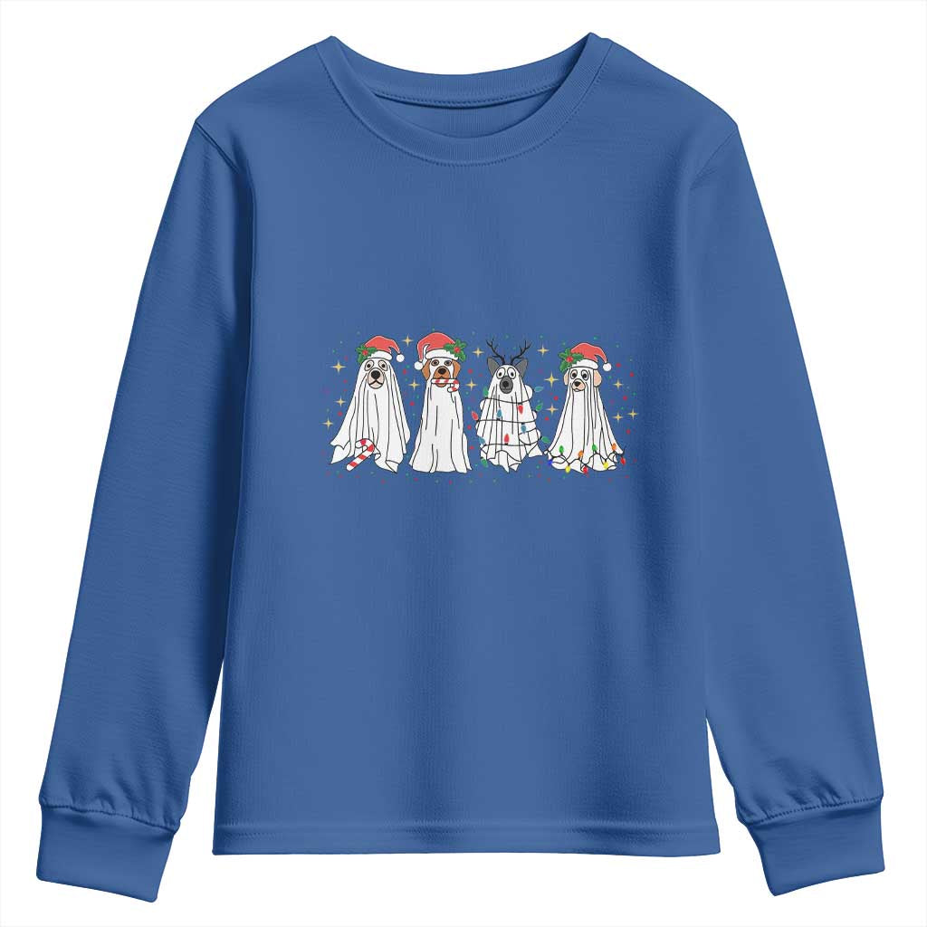 Christmas Ghost Dog Youth Sweatshirt TS10 Royal Blue Print Your Wear